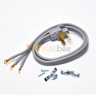 Cable de alimentación Cable de secadora Cables de rango de 4' 40/50Amp 3 cables 10AWG/3C Gris