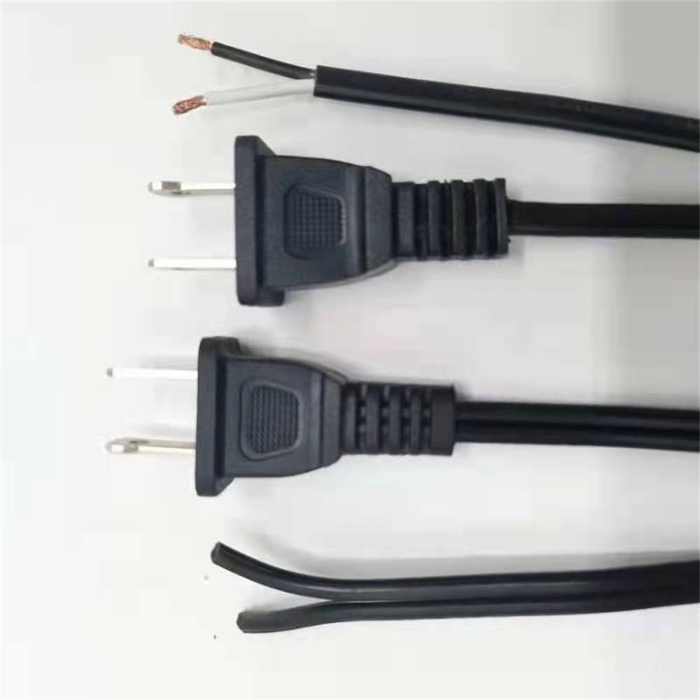 Cable eléctrico estándar americano UL de 2 pines y 20 AWG con enchufe SPT-1 y anillo impermeable, 1 m
