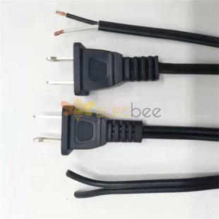Cable eléctrico estándar americano UL de 2 pines y 20 AWG con enchufe SPT-1 y anillo impermeable, 1 m