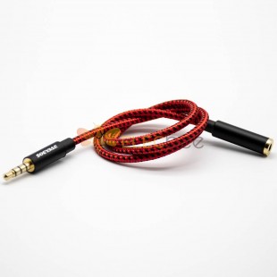 3.5 mm Female Cable to Male Headphone Audio AUX Adapter Cable Red 0.5M-3M
