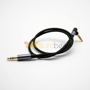 3.5mm耳機插頭鍍金3極公對公直對彎帶黑色音頻線0.5米-3米