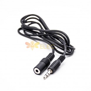 Câble 3,5 mm DC 3,5 mm droit mâle vers femelle 3 pôles câble audio noir pour écouteurs