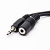 3.5mm Cable DC 3.5mm Straight Male to Female 3 Pole Black Audio Earphone Cable