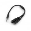 3.5 mm Audio Cable 2 Female to Male Headset for Headsets 20CM