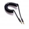 Cable de resorte de 3.5 mm macho a macho estéreo de audio enrollado cable negro 30CM