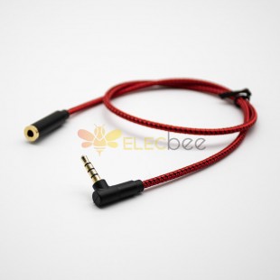 4极耳机镀金插头弯公对直母0.5米-3米红色音频延长线 3m