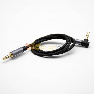 鍍金耳機插頭4極公轉公直對彎黑色音頻線0.5米-3米