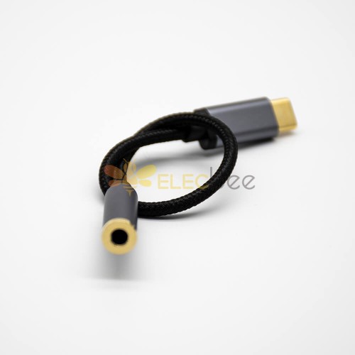 Type-C公转耳机母头直式音频线黑色0.15米