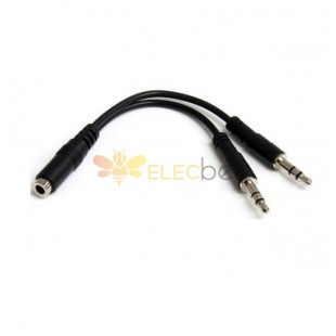 Adaptador de divisor de ouvido feminino para 2Plug cabo de áudio 30CM