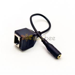 RJ45 Female To 3.5mm Female Stereo Cable Adapter 0.1M