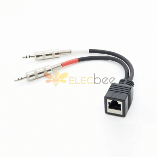 RJ45 Female To Dual 3.5mm Stereo Male Cable Adapter 0.2mm