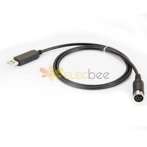 USB RS232無線電編程電纜DIN公頭6針連接器轉USB Type A 線長1米