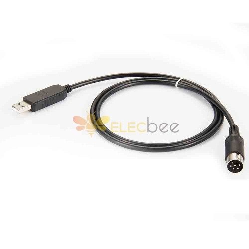 USB RS232无线电编程电缆DIN公头6针连接器转USB Type A 线长1米