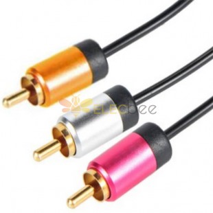 AV Stereo Composite Adapter Cable 3rca Male Plug