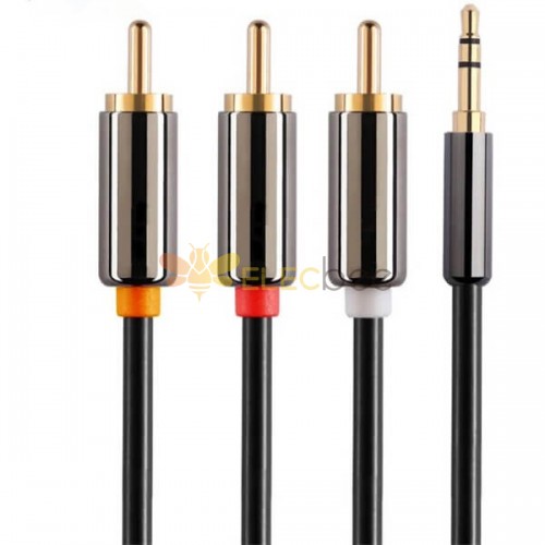 Stereo 3.5mm to RCA Audio Cable Male Composite Audio Video Cable 2M Estéreo 3,5 milímetros para RCA Cabo de Áudio Masculino Comp
