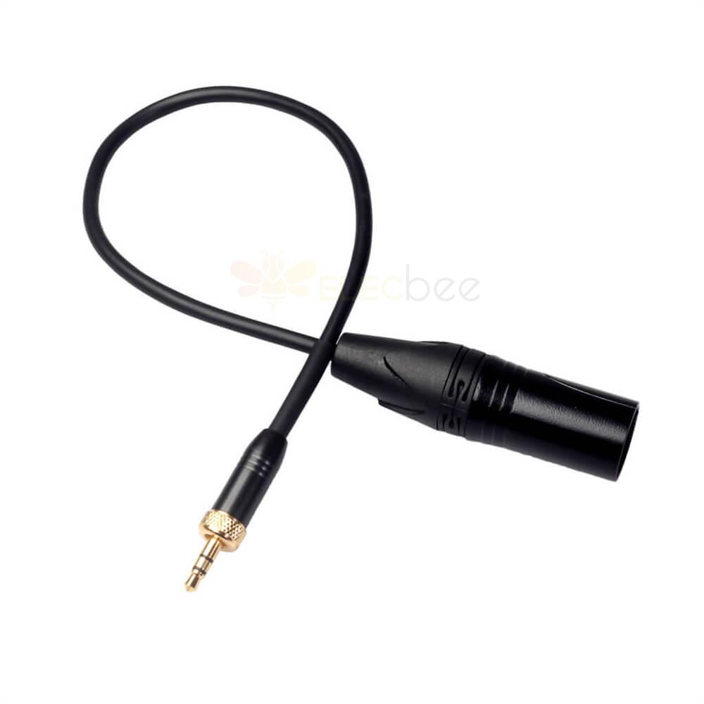 Microfone sem fio com rosca interna de travamento automático 3,5 mm macho para cabo de áudio XLR macho 0,3 M
