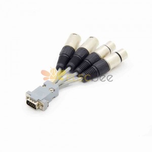 DB9 Male to XLR 4 Ports Analog Audio Cable Adapter Clear Audio Signal 5cm Length