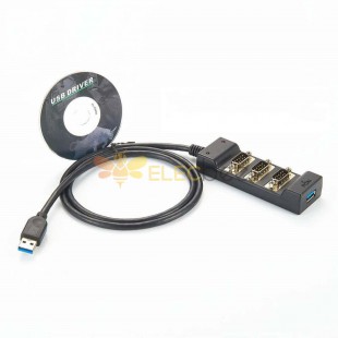 4端口USB到RS232串行適配器集線器串行卡和適配器線材1M