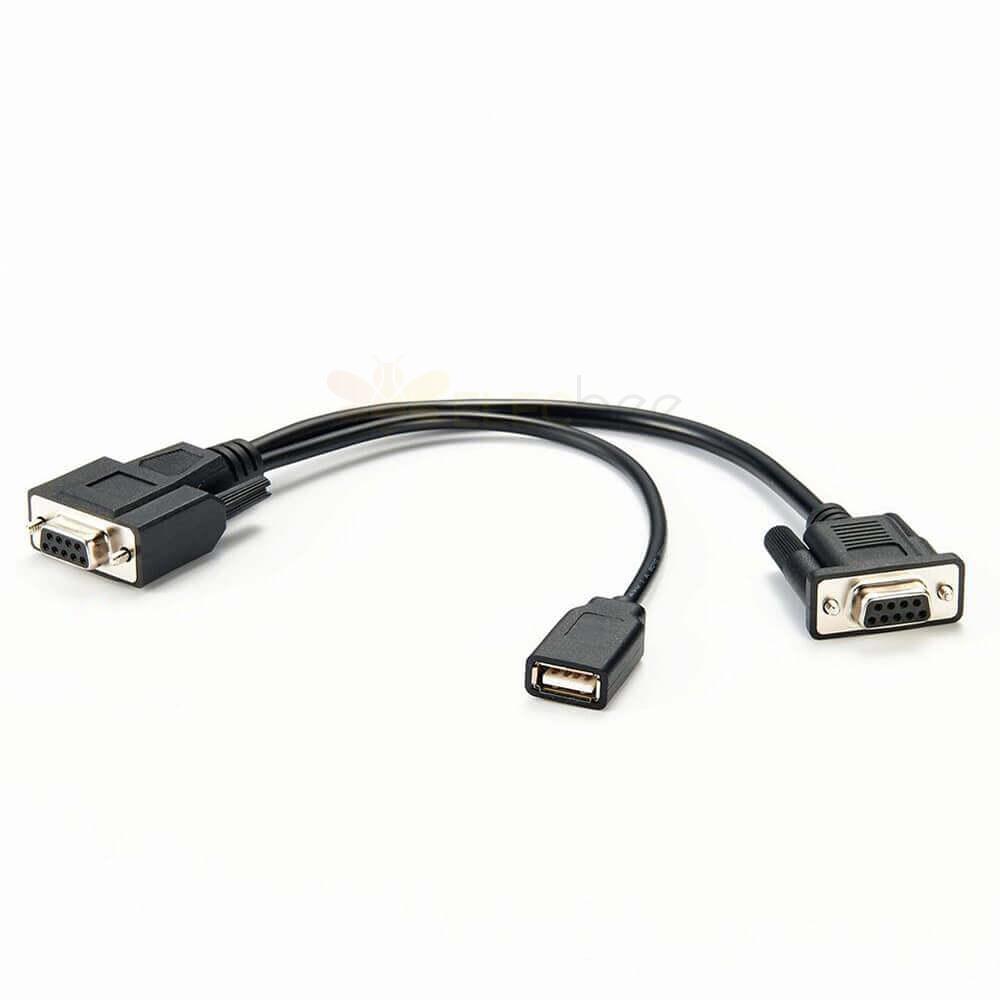 Db9 Female To Db9 Female And Usb 2.0 Female Power Adapter Cable 0.5M