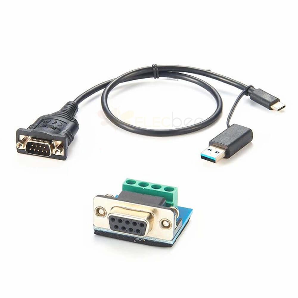 Can Bus Db9 Male To Usb Type C Male And Usb 3.0 Type A Male Y-Splitter Cable 0.25M