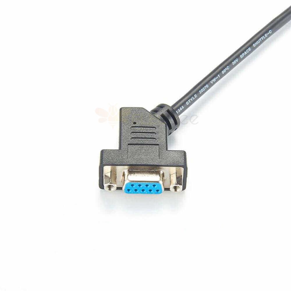 USB 2.0 A型 公头转串行9引脚DB9 RS232 母头 45度转换电缆1米