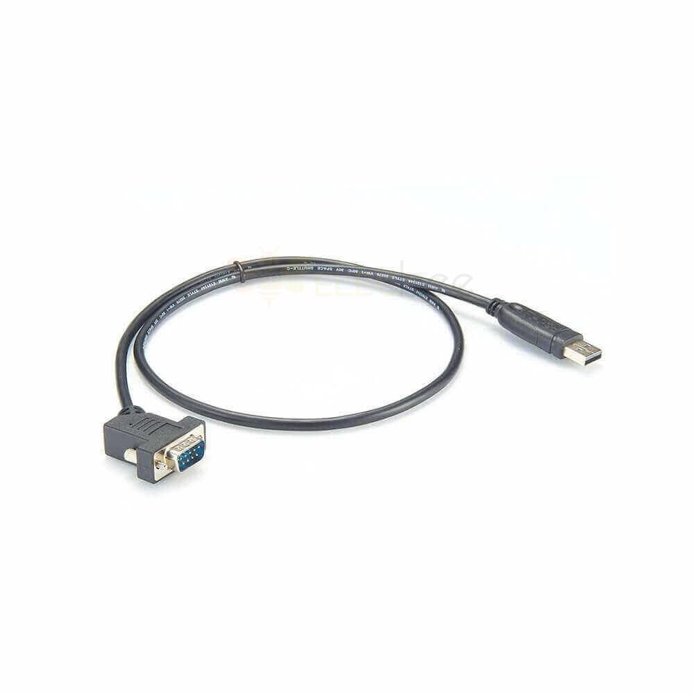 USB 2.0 A型 公头转串行9引脚DB9 RS232 公头 45度转换电缆