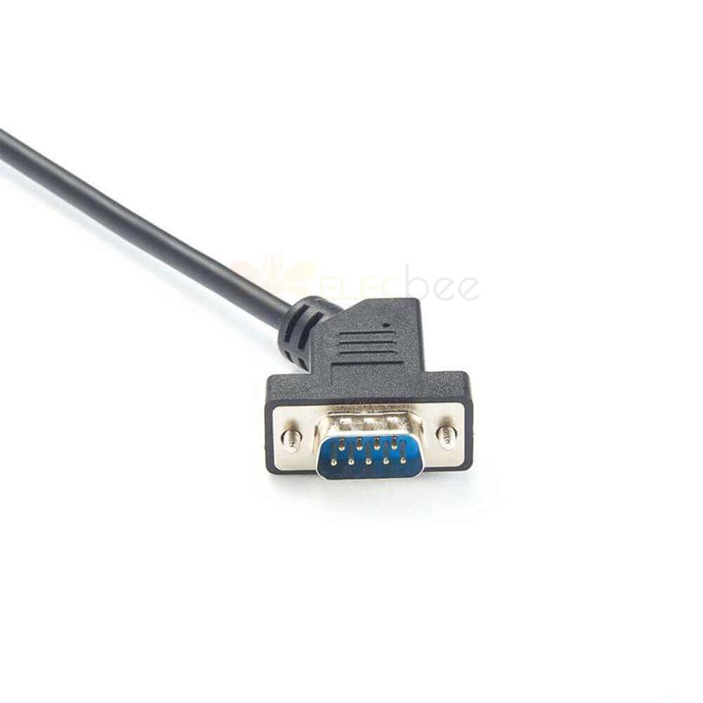 USB 2.0 A型 公头转串行9引脚DB9 RS232 公头 45度转换电缆