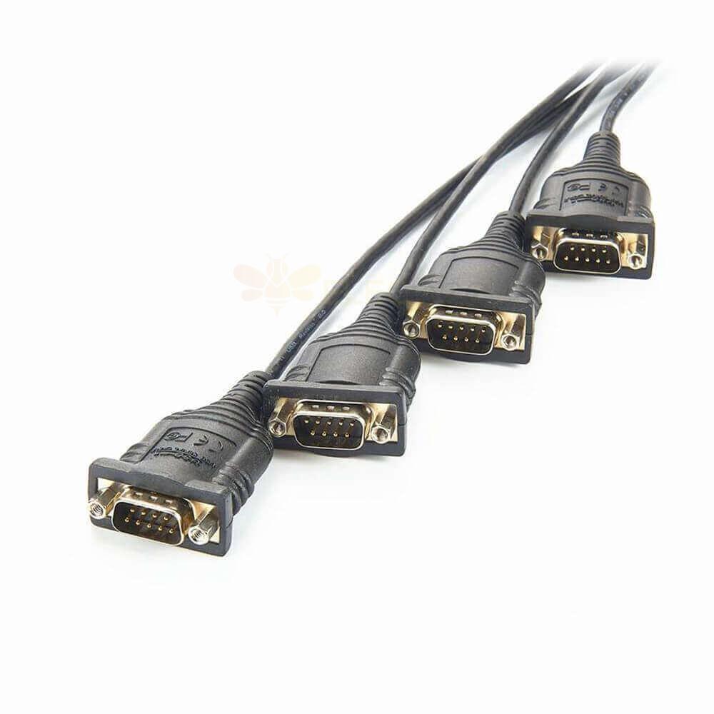 USB C mâle à 4 ports DB9 mâle série RS232 adaptateur Ftdi Chipset 1M