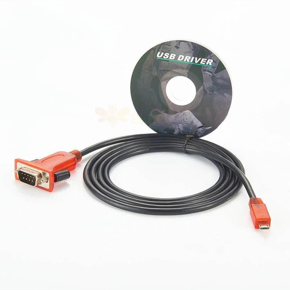 D-sub 9芯 RS232 直式公头 转 Micro-USB 直式公头 接 无调制解调器电缆 2.5米