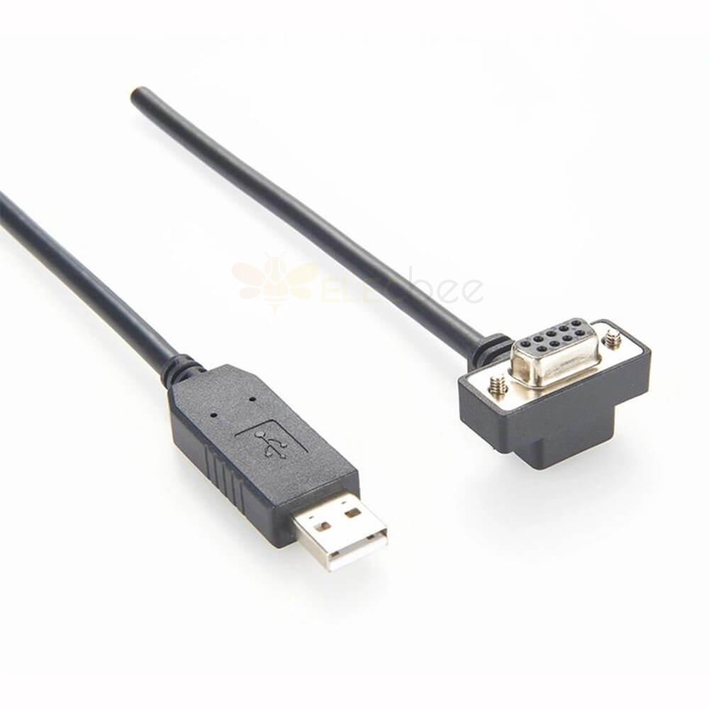 USB reto macho para DB RS232 9 pinos fêmea tipo ângulo reto conector com cabo 1M