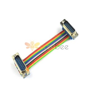 D-sub 15 «папа-папа» с цветным ленточным кабелем, 10 см, 20 шт.