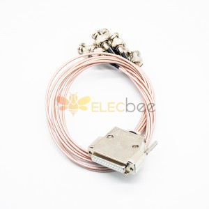 D-Sub 25 Pin Female 1 to 8 BNC Connector Male Straight Cable 50CM