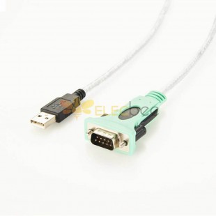D-Sub 9 Pin Male RS232 Connector Green To USB Male Straight Type With Serial Connector 1M