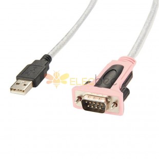 D-sub 9芯 公头 RS-232 粉色 转 USB公头 直式 接串口线 1米 