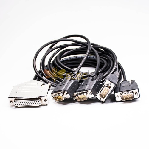 D-Sub Cable 25 Pin Male Straight with D-Sub 9 Pin Female Straight Connector Y Type 1 to 5 150cm