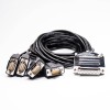 D-Sub Cable 25 Pin Male Straight with D-Sub 9 Pin Female Straight Connector Y Type 1 to 5 150cm D-Sub Cable 25 Pin Male Straight