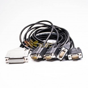 D-Sub Cable 25 Pin Male Straight with D-Sub 9 Pin Female Straight Connector Y Type 1 to 5 150cm 20pcs