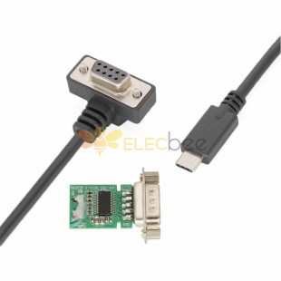 Cable DB9 RS232 USB 3.1 C D-sub de 9 pines hembra en ángulo recto para mecanografiar C, macho recto