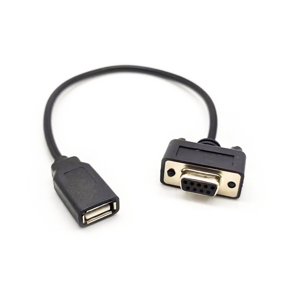 DB9母轉USB2.0母電源適配器線0.2m