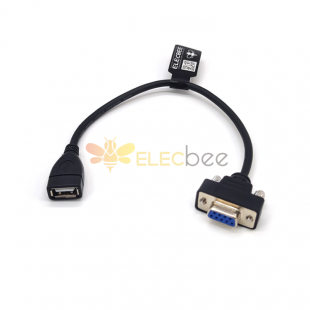 DB9母转USB2.0母电源适配器线0.2m