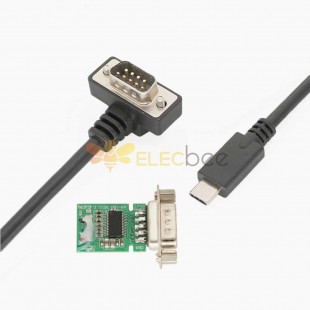 Conector DB9 USB 3.1 C D-sub 9 pinos macho em ângulo reto para tipo C, macho reto