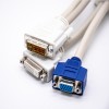 Double Typical DVI Male connectors to DB15 Female and DVI 24+5pin Tieline White1M