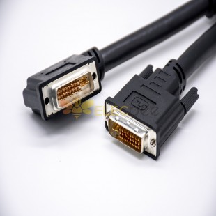 DVI公头24+5针直式转接DVI公头24+5针左弯头组装电缆0.5 / 1米