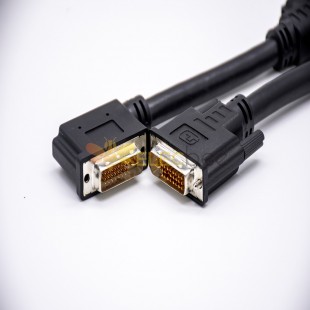 DVI公頭24+5針直式轉接DVI公頭24+5針左彎頭組裝電纜0.5米