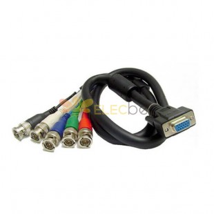 HD15 إلى RGBHV BNC موصل كبل HDB15 HD15 ذكر إلى 5 BNC ذكر موصلات لون يرمز موصلات 6 إلى 50 قدم طويل