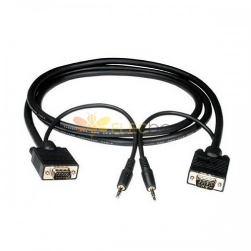 Cable SVGA de alta calidad con conectores VGA HD15 estándar de audio estéreo y mini enchufes estéreo de 3,5 mm para audio