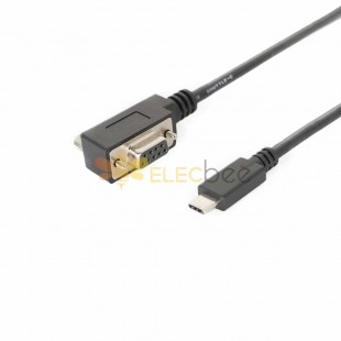 Cable Ethernet industrial RS232 USB-C D-sub hembra de 9 pines en ángulo recto para mecanografiar C, macho recto