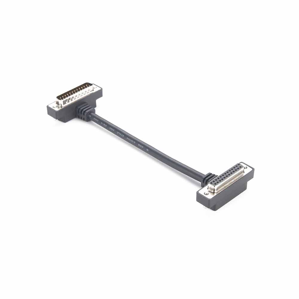 Low Profile  DB25  to  cable D-sub 25pin Male Right Angled to D-sub 25pin,Right Angled Female
