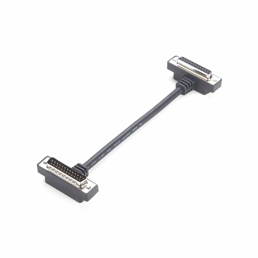 Low Profile  DB25  to  cable D-sub 25pin Male Right Angled to D-sub 25pin,Right Angled Female