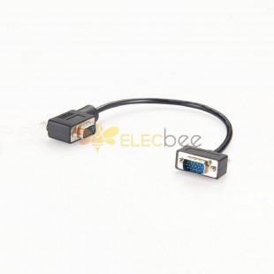 Low Profile Vga 15 Pin Male Right Angle To Straight Cable 0.3 Meter